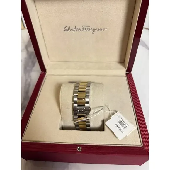 Salvatore Ferragamo 1927 Men’s Swiss Made GMT Watch 44mm Two-Tone SFMZ00522